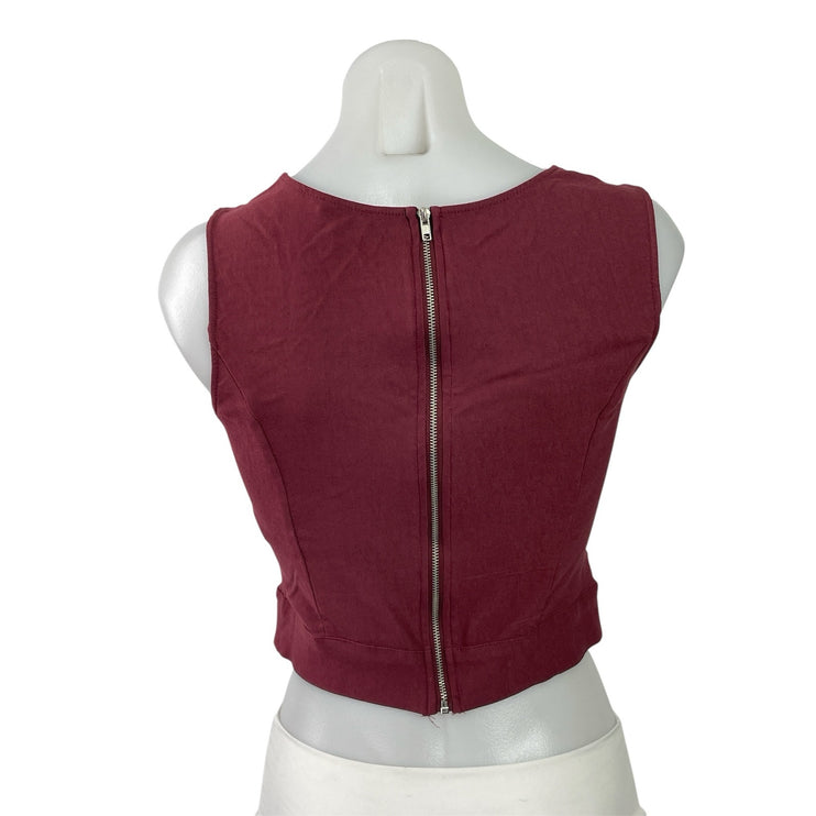Charlotte Russe Women's Red Sleeveless Back Zip Cutout Tank Crop Top Size XS