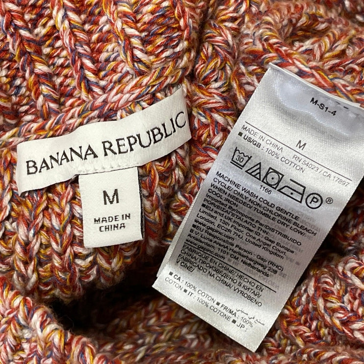 Banana Republic Women's Orange White Sleeveless Heathered Knit Sweater Vest Sz M