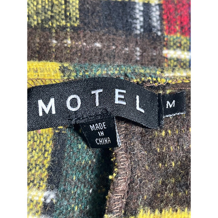 Motel Women's Multicolor Plaid Strapless Tube Bandeau Lace Up Crop Top Size M