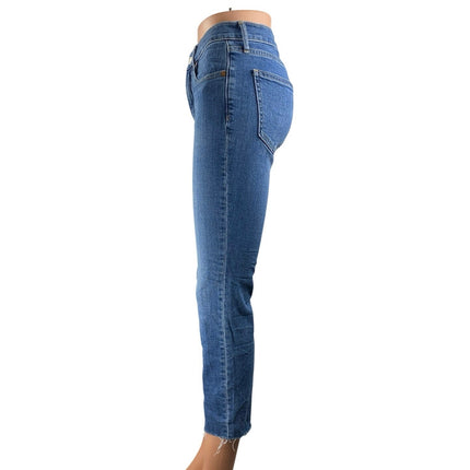 Gap Vintage Silm Women's Blue Mid Rise Frayed Hem Skinny Denim Jeans Pants Sz 26
