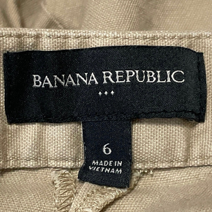 Banana Republic Women's Tan Mid Rise Button Chino Casual Mini Shorts Size 6