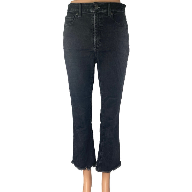 Ann Taylor LOFT Women's Black Frayed Raw Hem Flared Bootcut Denim Jeans Size 2