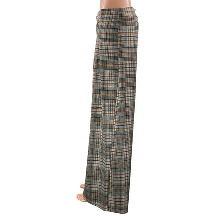 Maeve by Anthropologie Multicolor Plaid Check Pleated Wide Leg Trouser Pants 6