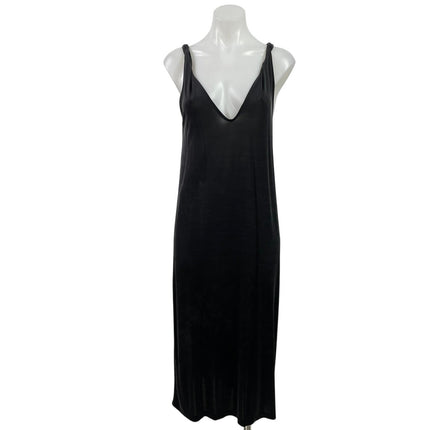 & Other Stories Women's Black Sleeveless Plunge V Neck Maxi A-Line Tank Dress M