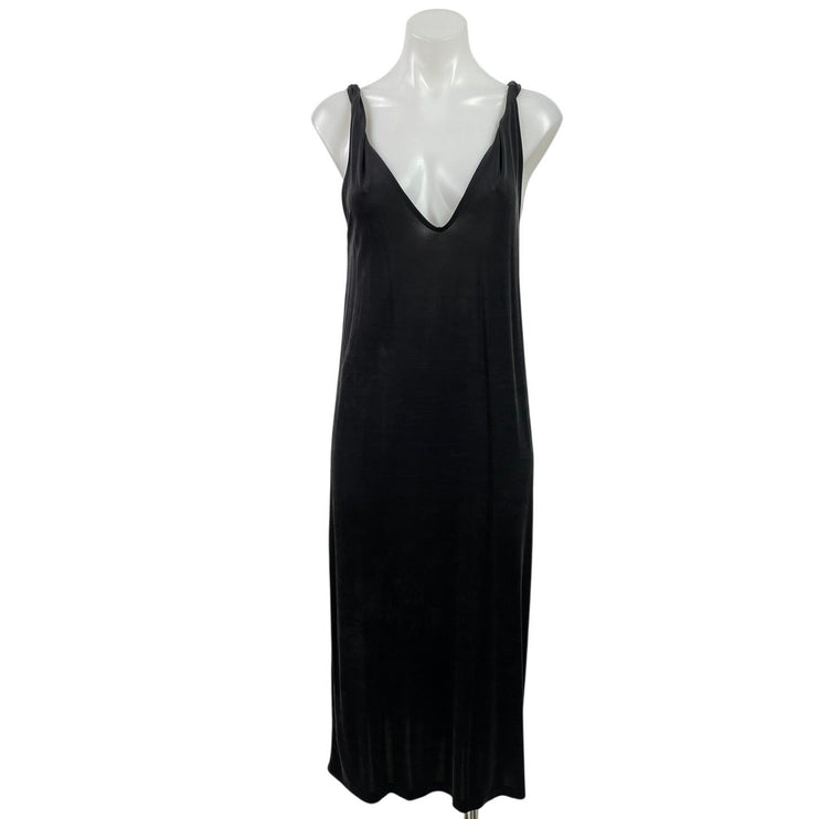 & Other Stories Women's Black Sleeveless Plunge V Neck Maxi A-Line Tank Dress M