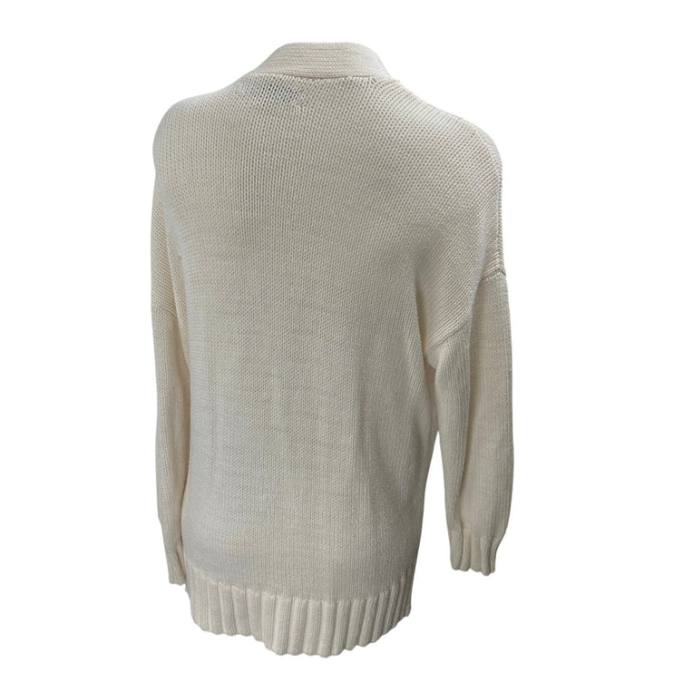 Ann Taylor LOFT Women's White Button Long sleeve Knit Cardigan Sweater Top Sz M