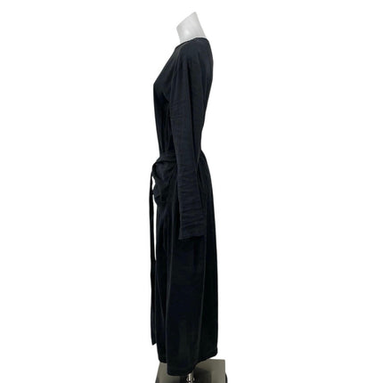 Nasty Gal Black Long Sleeve Tie Front Knot Crew Neck A Line Maxi Dress Size L