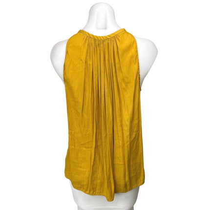 Catherine Malandrino Yellow Sleeveless Keyhole Neck Pleated Blouse Tank Top XS