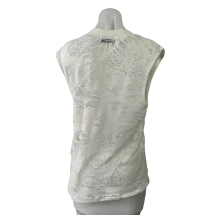 IRO Jeans Nuala White Sleeveless Crewneck Distressed Muscle Tee Tank Top Size XS