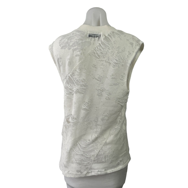 IRO Jeans Nuala White Sleeveless Crewneck Distressed Muscle Tee Tank Top Size XS