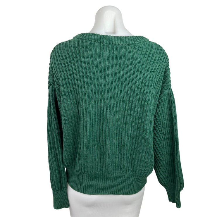 A New Day Green Pullover Ribbed Knit Drop Shoulder Round Neck Sweater Top Size L