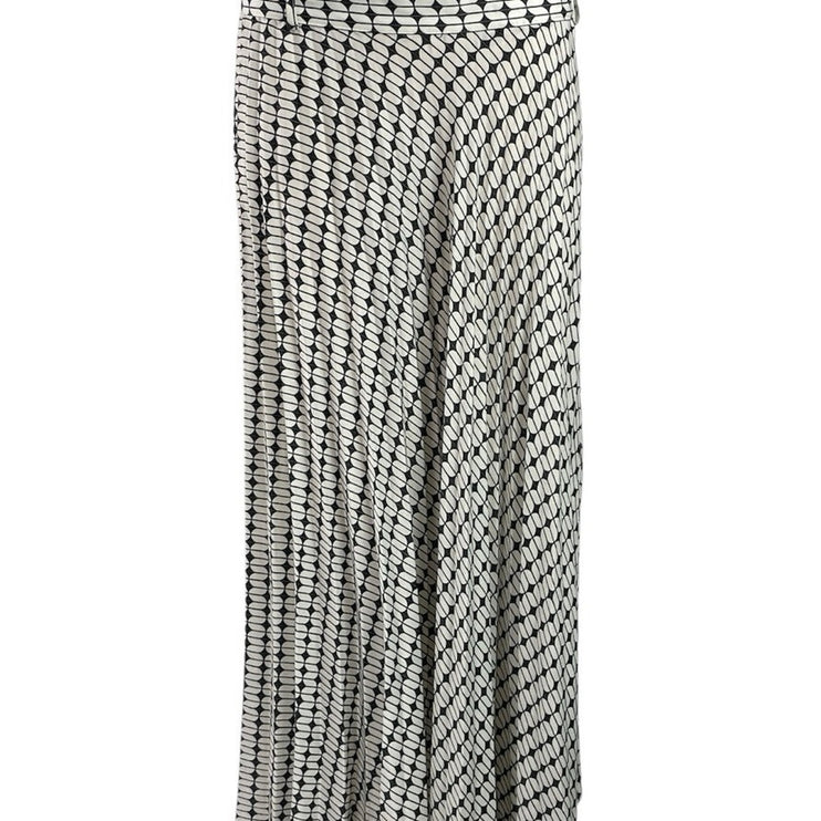 Zara Women's Black White Geometric High Waisted Full Swing Maxi Skirt Size L