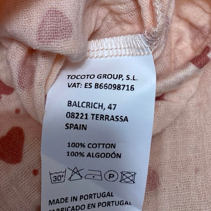 Tocoto Vintage Pink Tan Heart Print Sleeveless One Piece Bodysuit Dress Size 12M