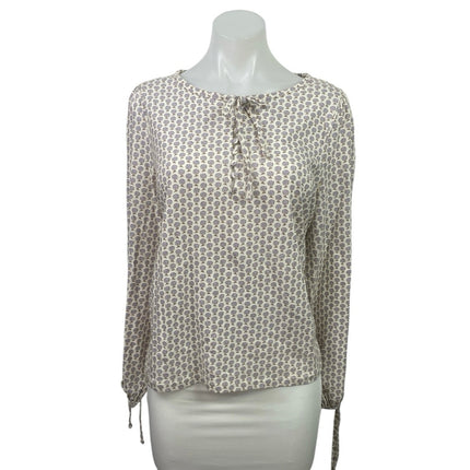 NEW J.Crew White Purple Hyacinth Floral Long Sleeve Jersey Peasant Blouse Top L