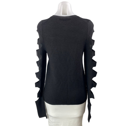Skull Cashmere Women's Black Long Sleeves Cutout Ribbed Knit Sweater Top Size M