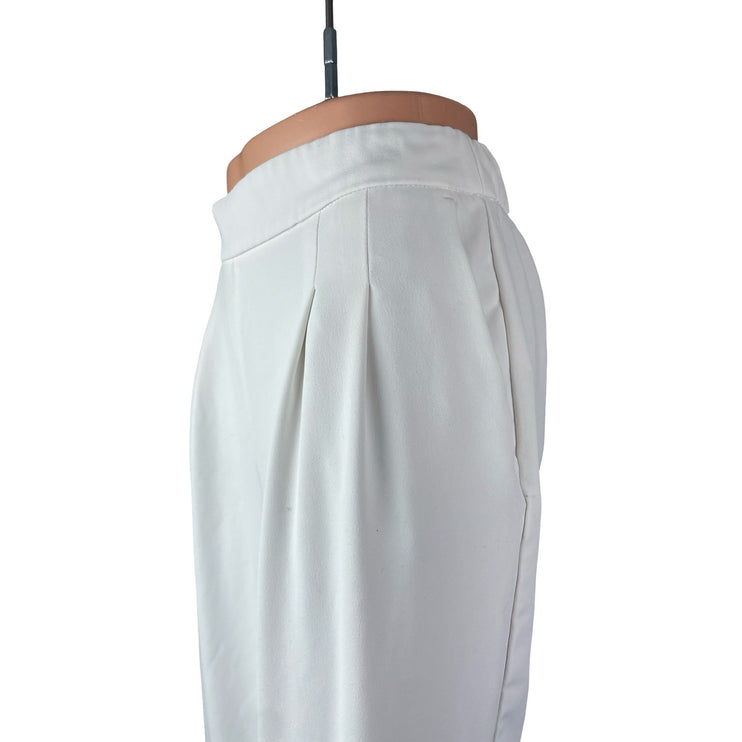 Rachel Zoe Women's White Pleated High Rise Palazzo Wide Leg Trousers Pants Sz 4