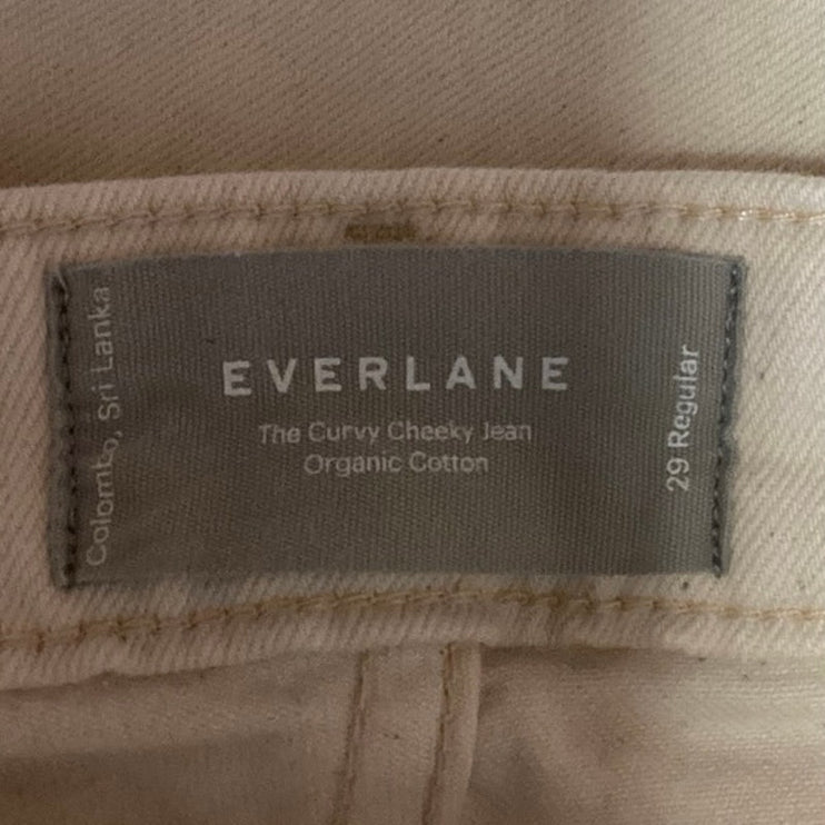 Everlane Curvy Cheeky White Organic Cotton High Rise Flare Ankle Denim Jeans 29