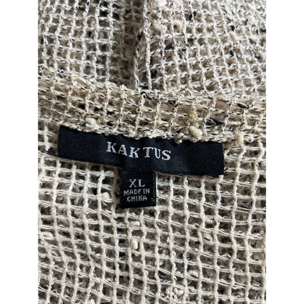 Kaktus Art to Wear Womens Beige Open Mesh Crop Bolero Cardigan Sweater Top Sz XL