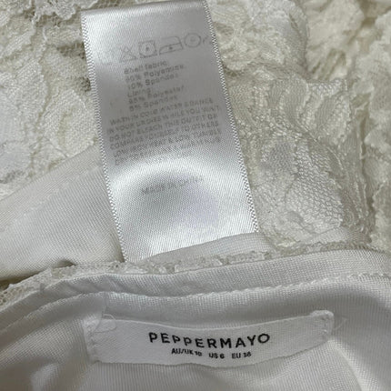 Peppermayo Womens Cream Long Sleeves Floral Lace Crop Top & Mini Skirt Sets Sz 6