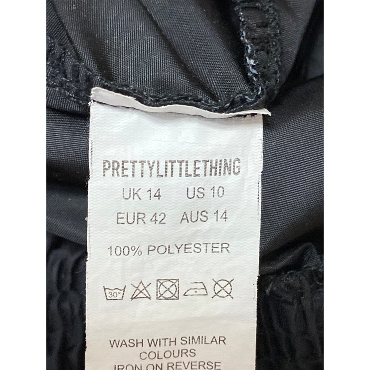 PRETTYLITTLETHING Women's Black Baggy Cargo Jogger Windbreaker Trousers Pants 10
