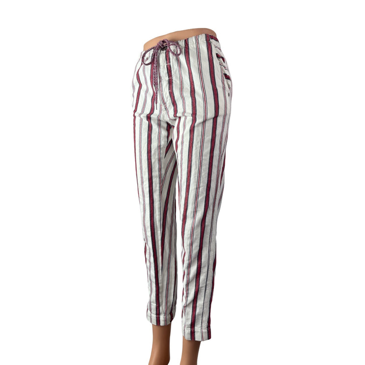 Zadig & Voltaire Womens White Red Striped Straight Leg Trousers Pants Size 6
