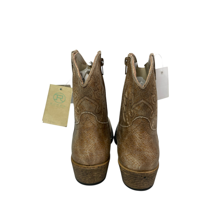 NEW Roper Vintage Brown Leather Pointed Snip Toe Ankle Western Cowboy Boots 7