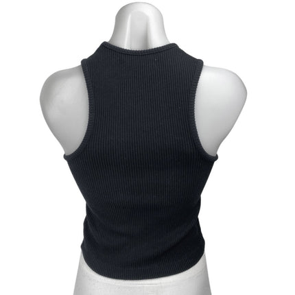 Oak + Fort Black Ribbed Knit Sleeveless High Neck Racerback Tank Top Size XS
