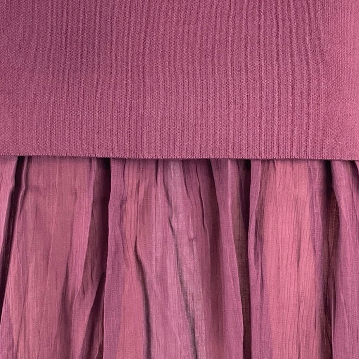 Zara Womens Purple Knit High Rise Dual Layered Pleated Midi Flare A-Line Skirt S