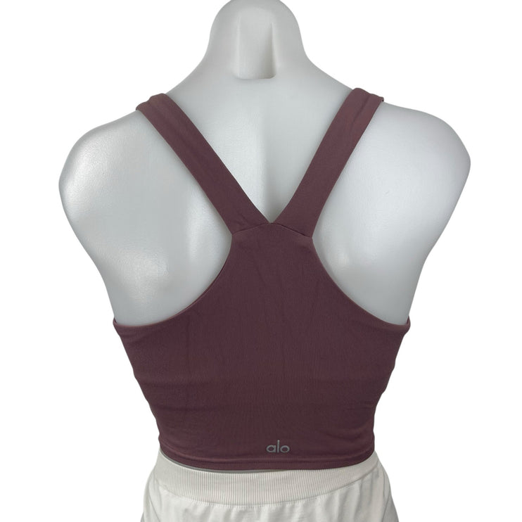 Alo Yoga Dusty Purple V Neck Racerback Workout Running Athletic Crop Top Size S