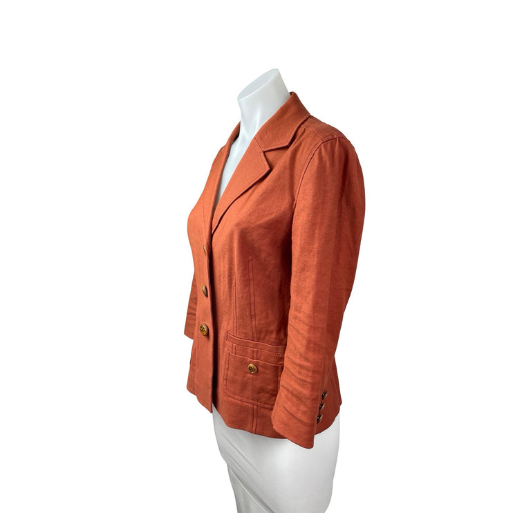 Tory Burch Women's Collared Long Sleeve Single Breasted Blazer Coat Jacket Sz 6