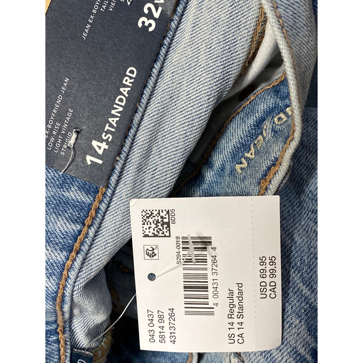 NEW American Eagle Strigid Women's Blue Distressed Baggy Denim Jeans Size 14