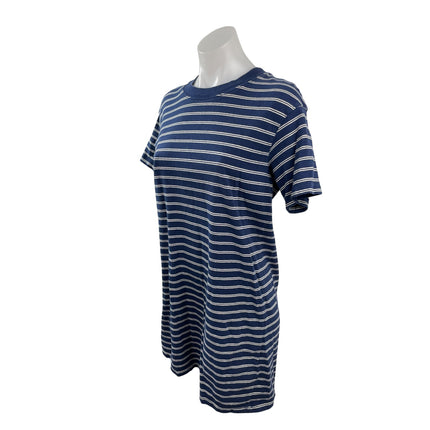 Madewell Women's Navy Blue Striped Short Sleeve Crewneck T Shirt Mini Dress S