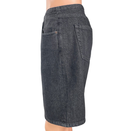 Still Here Women's Black Drawstring High Rise Bermuda Denim Jean Shorts Size S