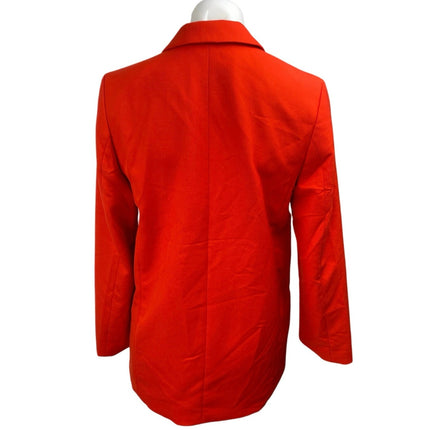 H&M Women's Red Double Breasted Long Sleeve Notch Lapel Blazer Coat Jacket Sz XS