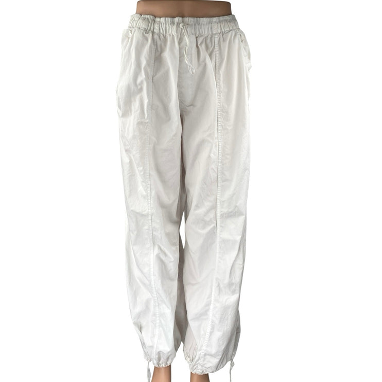 Zara Women's White Elastic Waist Drawstring Windbreaker Jogger Sweatpants Sz XXL