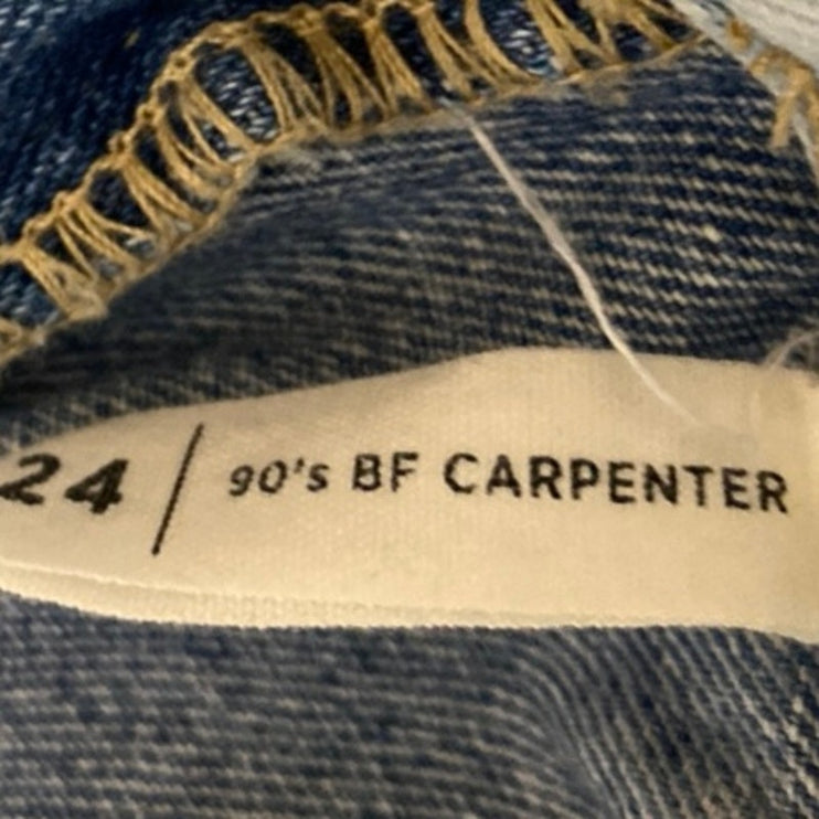 Pacsun 90's BF Carpenter Colorblock Straight Wide Leg High Waist Denim Jeans 24
