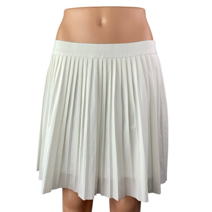 Lou & Grey Women's White Pleated High Waisted Skater A Line Mini Skirt Size L