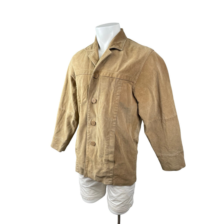 M. Julian Wilsons Men's Tan Khaki 100% Leather Long Sleeve Button Up Jacket S