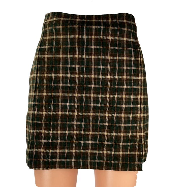 Brandy Melville X John Galt Cara Womens Plaid Check Mini Straight Pencil Skirt S