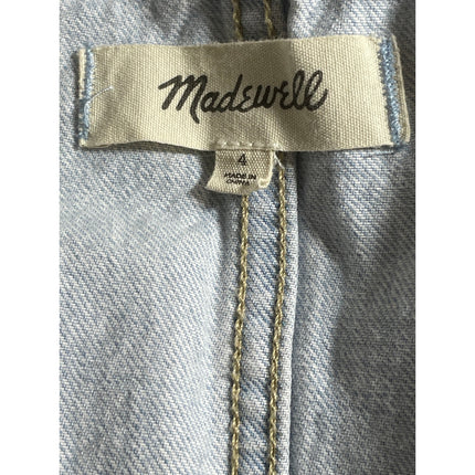 Madewell Women's Blue Seamed Sleeveless Button Down Mini A-Line Denim Dress Sz 4
