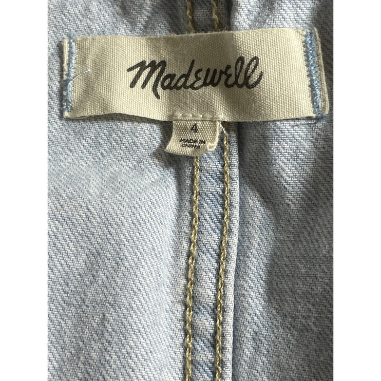 Madewell Women's Blue Seamed Sleeveless Button Down Mini A-Line Denim Dress Sz 4