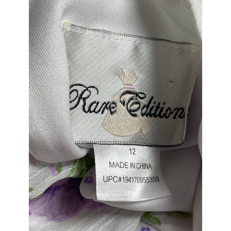 Rare Editions Big Girl's Floral Smocked Ruffle Long Sleeve Midi Flare Dress 12