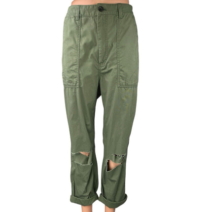 Banana Republic Olive Green Straight High Waist Distressed Windbreaker Pants 14