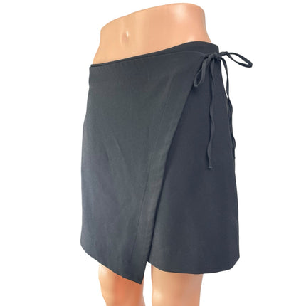 & Other Stories Women's Black Mid Rise Wrap Tie Mini Straight A-Line Skirt Sz 6