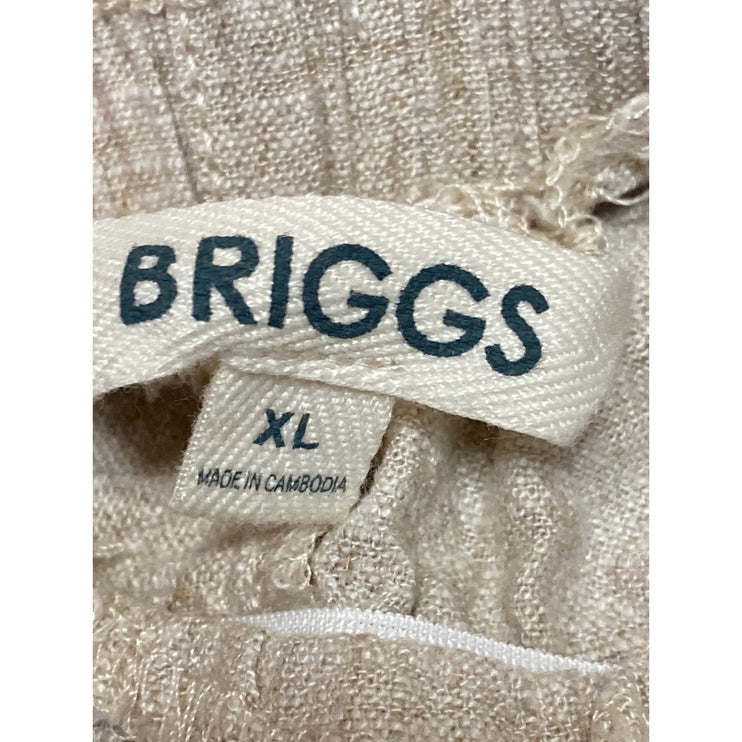 Briggs Beige Linen Elastic Waist Pockets High Rise Wide Leg Trousers Pants Sz XL