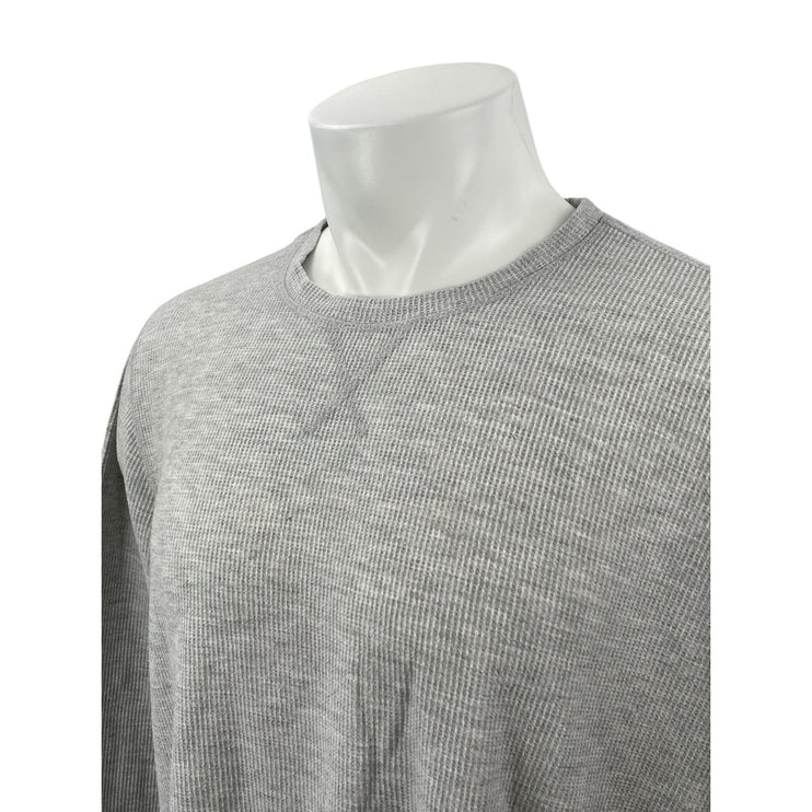 Eddie Bauer Men's Gray Heather Long Sleeve Crew Neck Waffle Knit Thermal Tee L