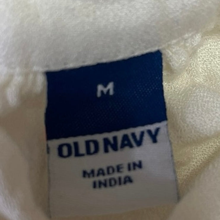 Old Navy White V Neck Long Sleeve Relaxed Fit Casual Pullover Blouse Top Size M