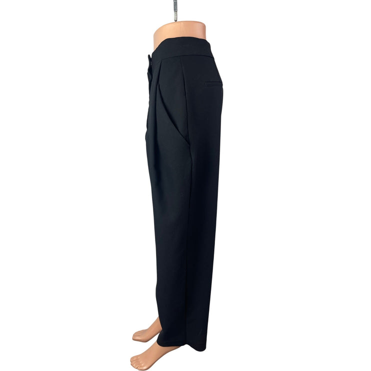 Zara Black High Waisted Balloon Carrot Barrel Wide Leg Trousers Dress Pants Sz M