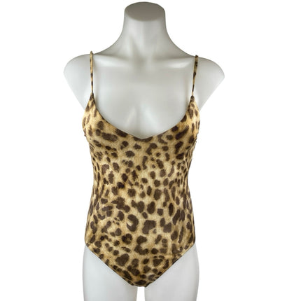 Zara Beige Leopard Animal Print Sleeveless Cami Camisole Tank Bodysuit Top Sz M