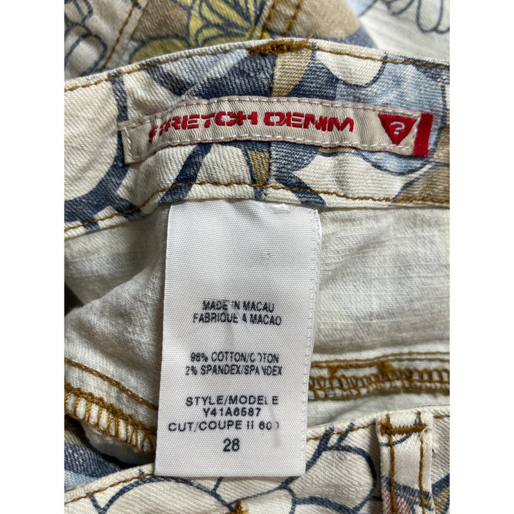 Guess Women's Multicolor Floral High Rise Zip Front Stretch Denim Mini Skirt 28